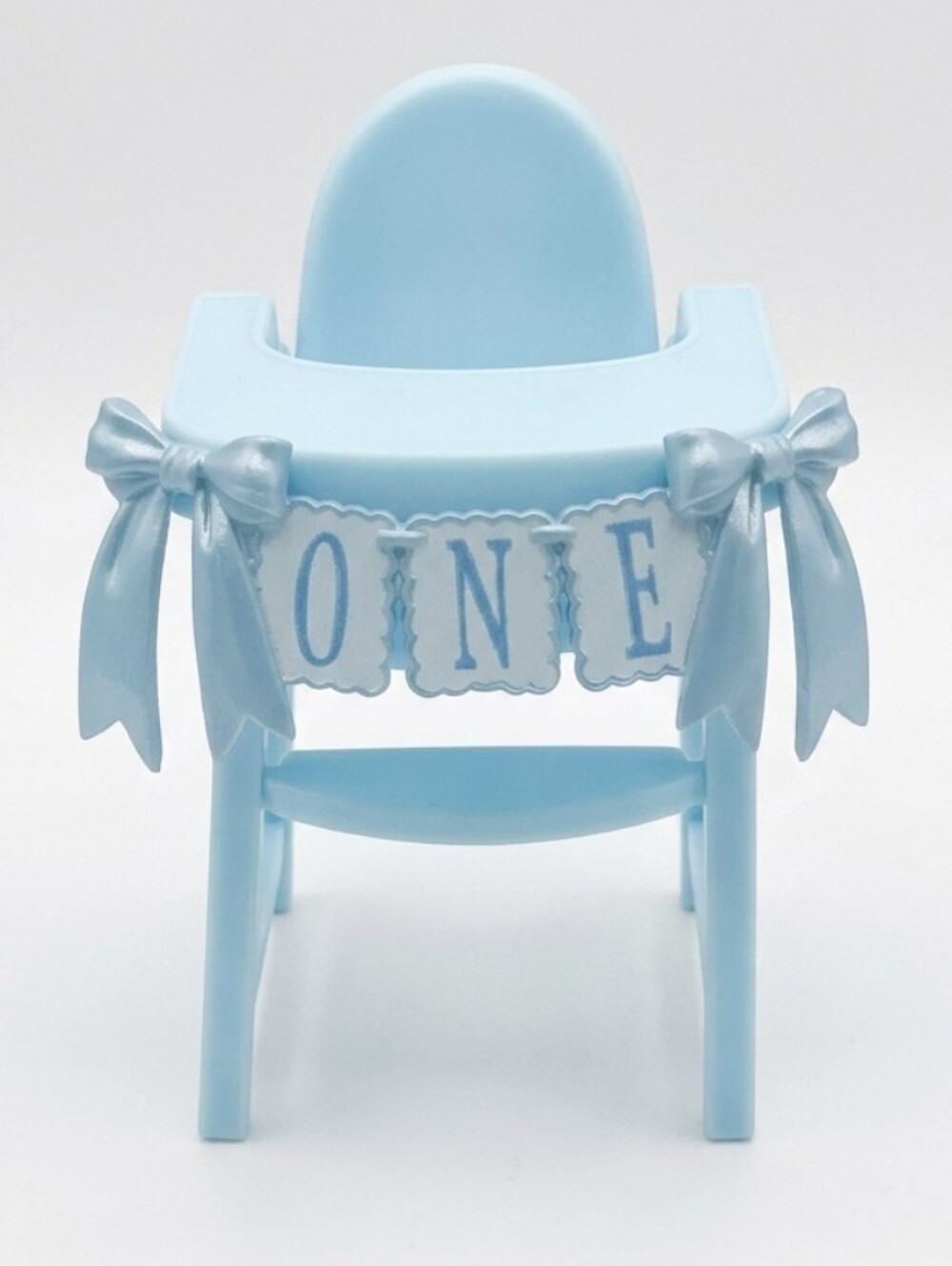 My Mini Baby Birthday Boy High Chair Blue Furniture For 1:12 Doll House